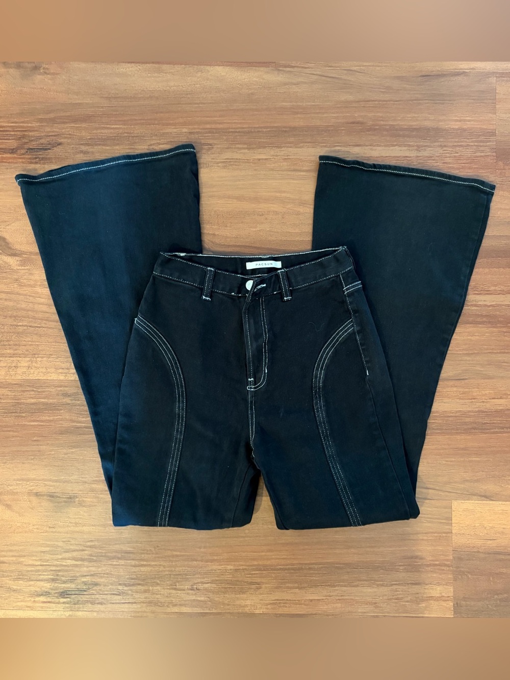PacSun Black Flare Jeans with Contrast Stitching